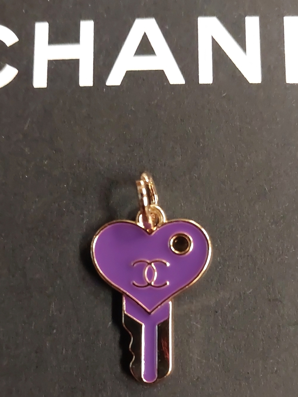 CC Purple Heart Key Charm Pendant